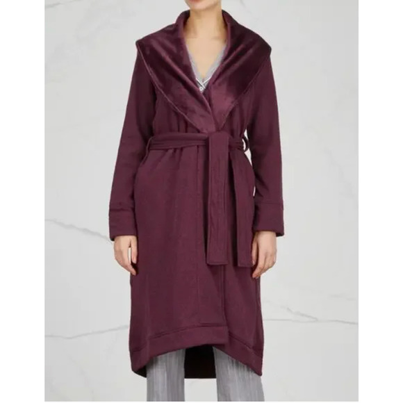 UGG Women Large Robe Duffield Cotton Blend Belted Shawl Eggplant Purple - Picture 1 of 9